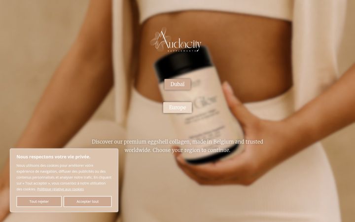 Screenshot of audacitysupplements.com