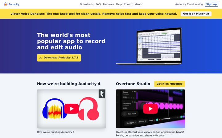 Screenshot di audacityteam.org