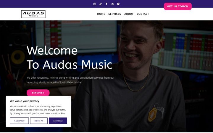 Screenshot of audasmusic.co.uk