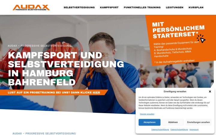 Screenshot von audax.hamburg