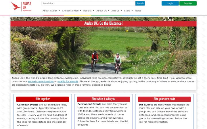 Screenshot of audax.uk