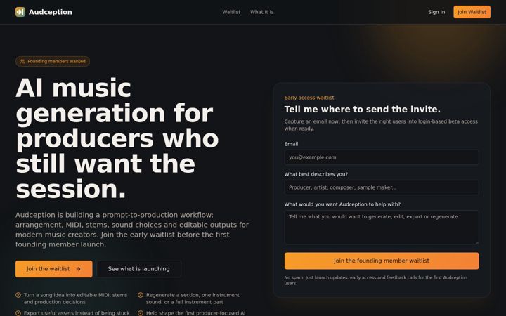 Screenshot of audception.com