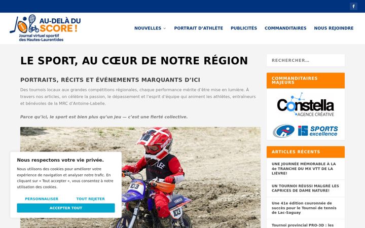 Screenshot of audeladuscore.com