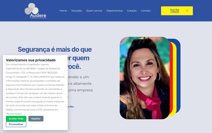 Screenshot of audereseguros.com.br