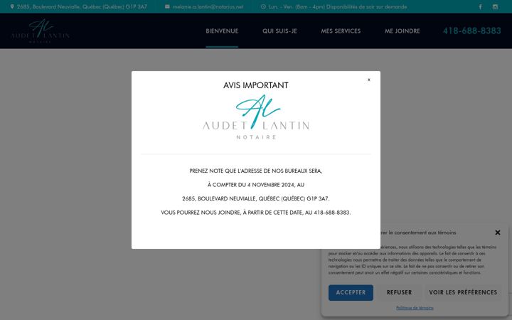 Screenshot of audetlantinnotaire.com