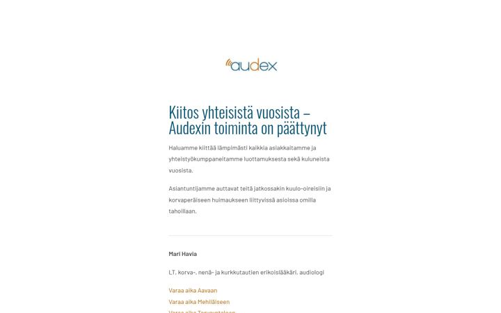 Ekrānuzņēmums no audex.fi