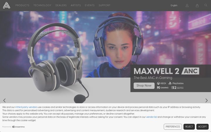 Screenshot of audeze.com