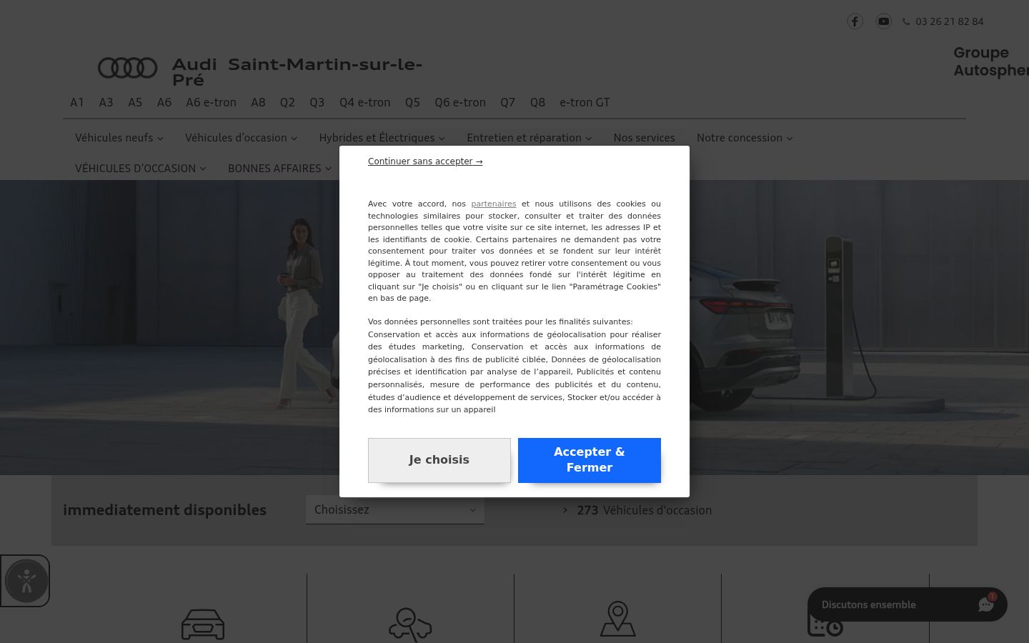 Captură de ecran a bannerului de consimțământ afișat înainte de orice interacțiune