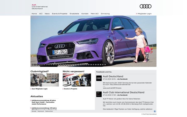 Captură de ecran a audi-club-international.de