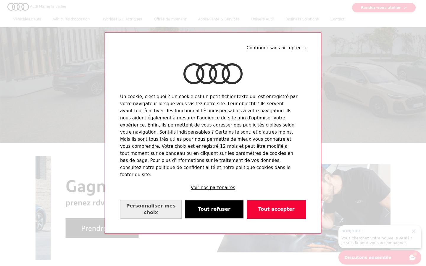 Screenshot of the consent banner shown before any interaction