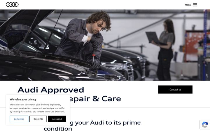 Ekraanipilt saidist audiapprovedbodyshoprepair.co.uk