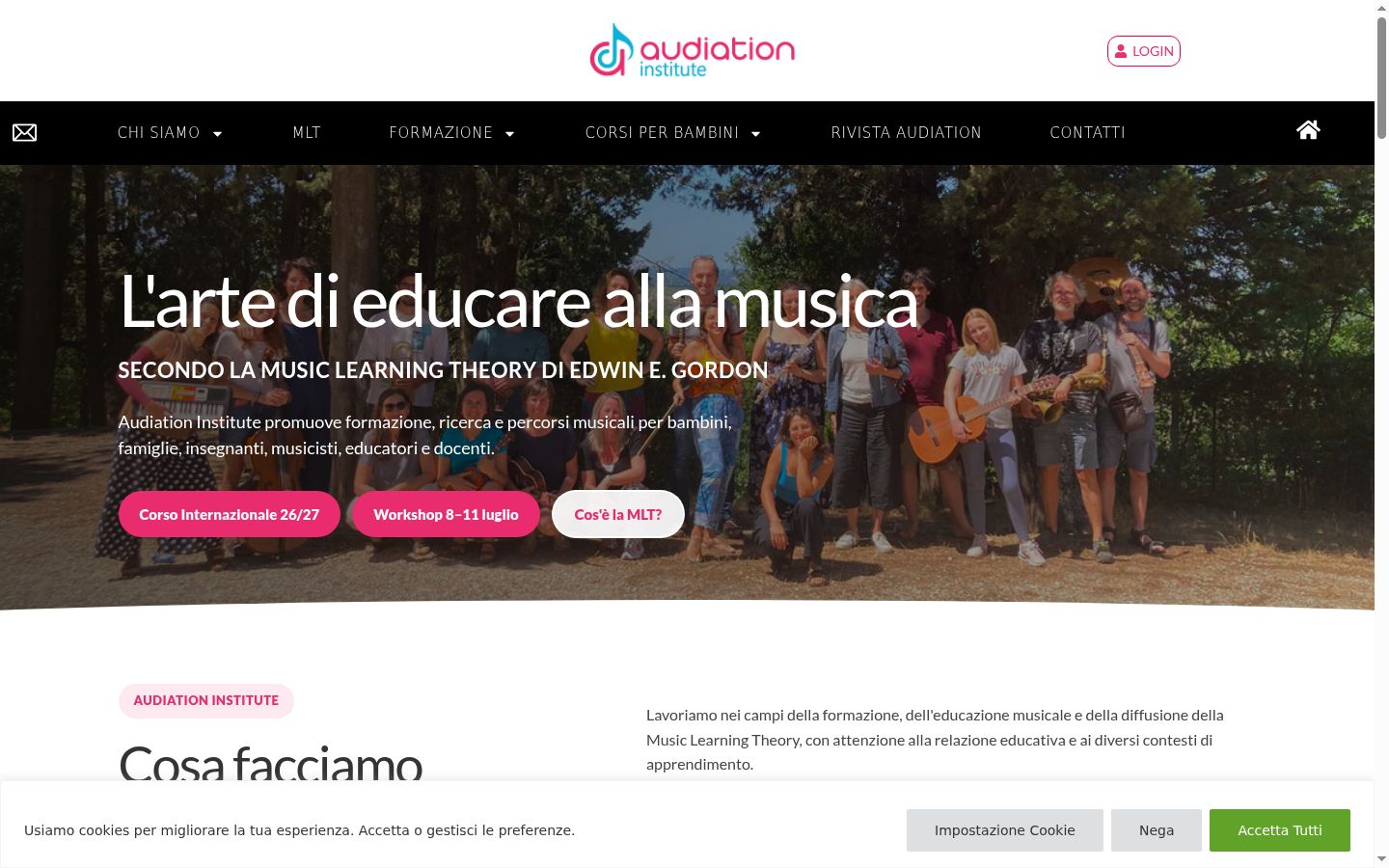 Screenshot del banner di consenso mostrato prima di qualsiasi interazione