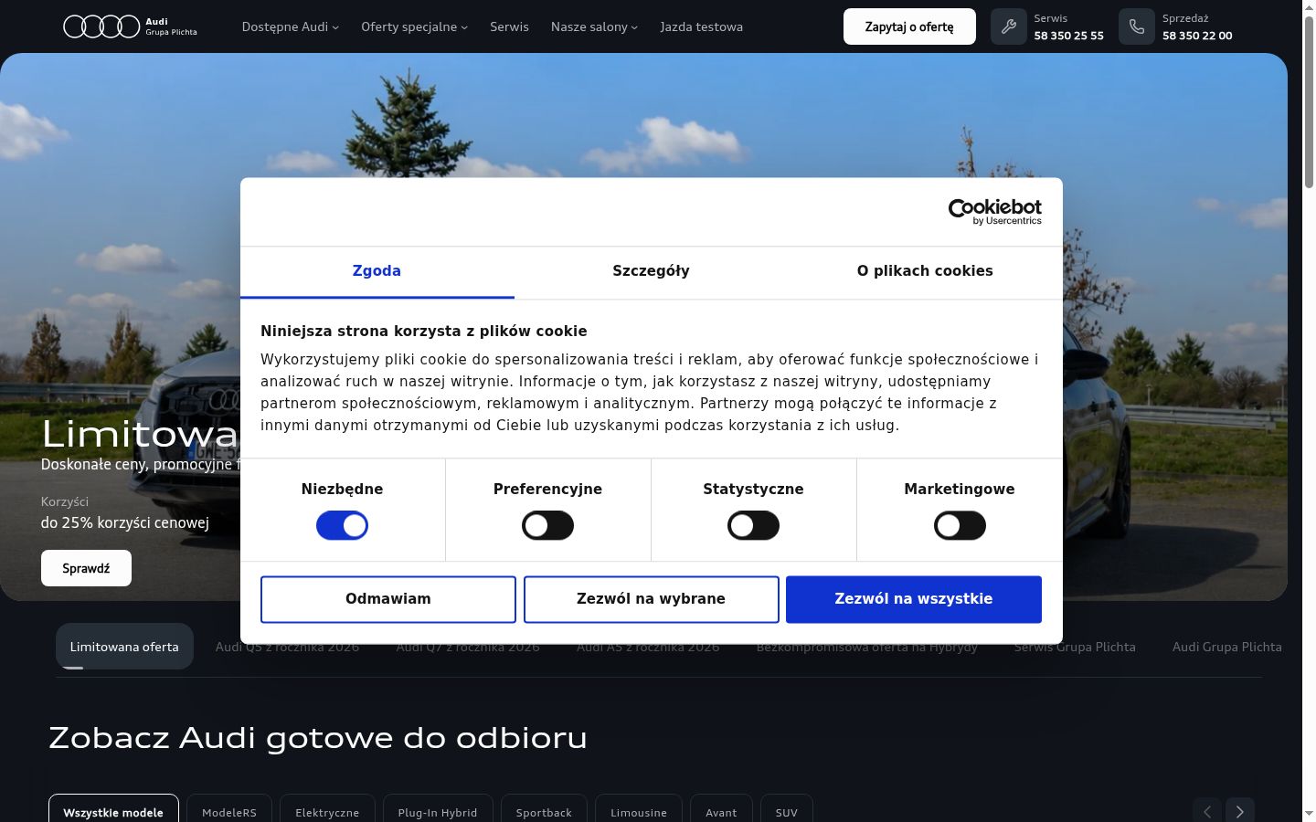 Snímka obrazovky banera súhlasu zobrazeného pred akoukoľvek interakciou