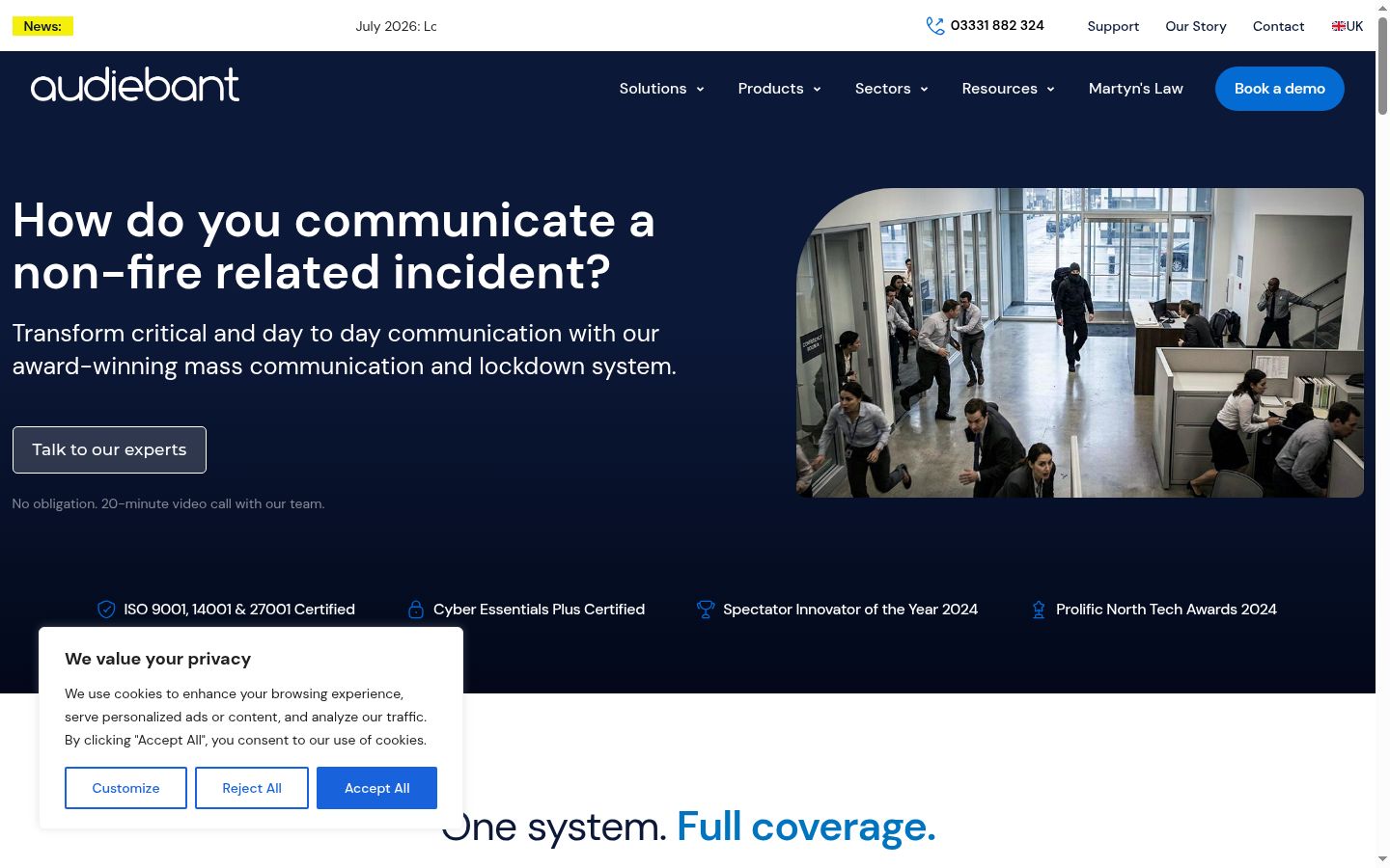 Screenshot del banner di consenso mostrato prima di qualsiasi interazione
