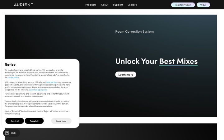 Screenshot of audient.com