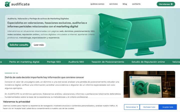 Screenshot van audificate.com