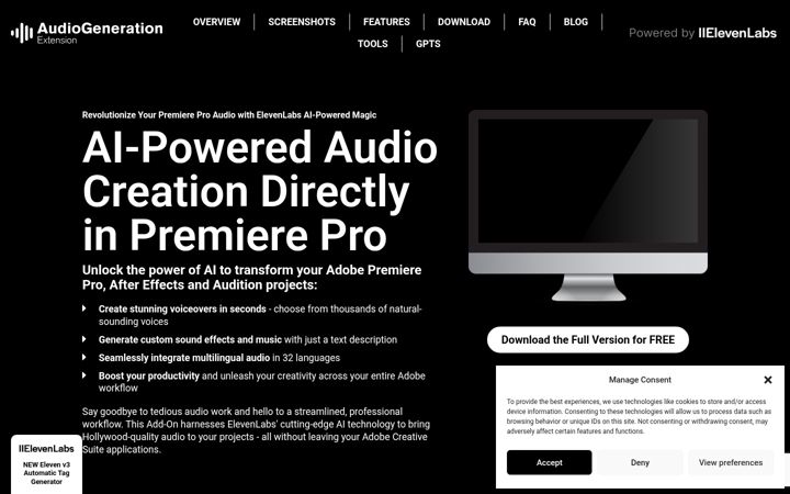 Capture d'écran de audio-generation-plugin.com