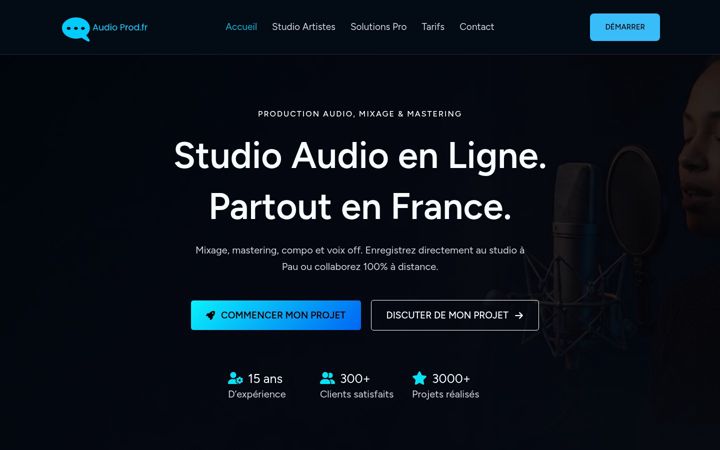 Screenshot of audio-prod.fr