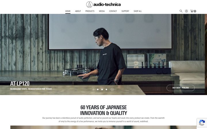Screenshot of audio-technica.co.in