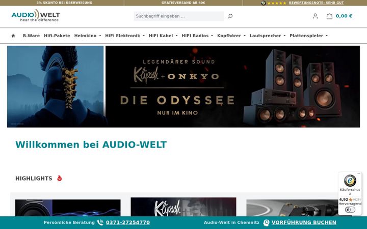 Capture d'écran de audio-welt.de