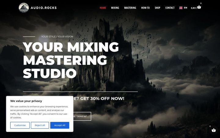 Screenshot of audio.rocks