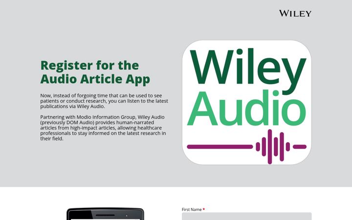 Screenshot of audioarticles.wiley.com