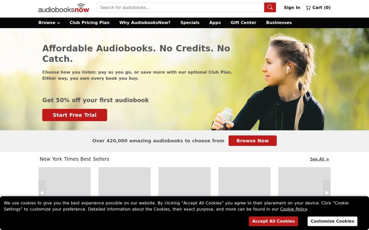 Screenshot of audiobooksnow.com