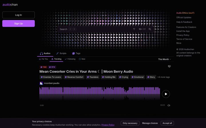 Ekrano kopija audiochan.com