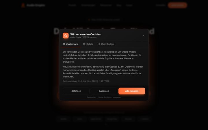 Screenshot of audioempire.ai