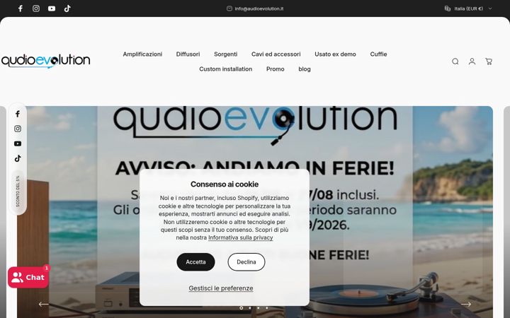 Skjermbilde av audioevolution.it