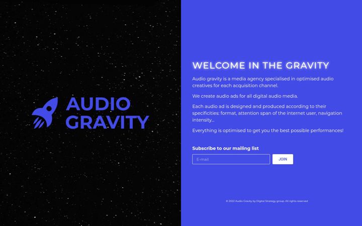 Screenshot of audiogravity.io