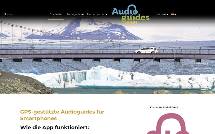 Screenshot stránky audioguides.com