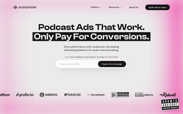 Screenshot του audiohook.com