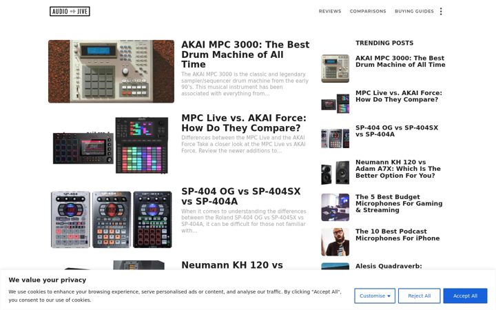 Screenshot stránky audiojive.com