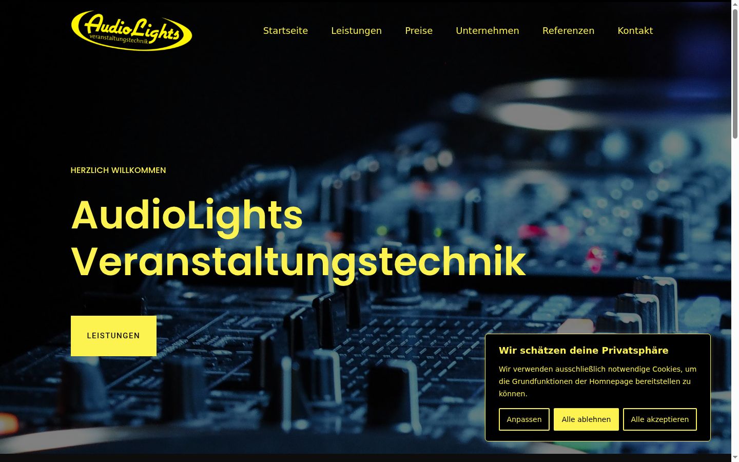 Screenshot des Einwilligungsbanners vor jeglicher Interaktion