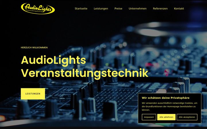 Screenshot von audiolights.de