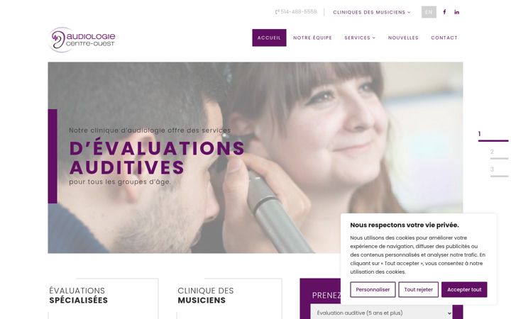 Screenshot of audiologie-centre-ouest.com