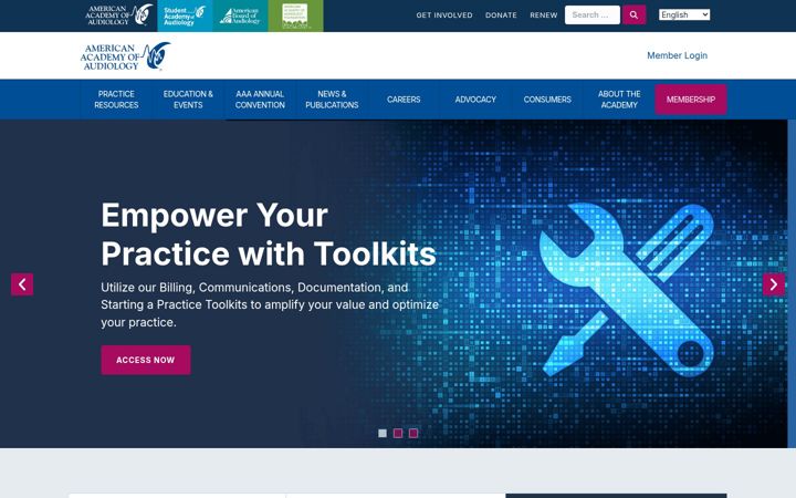 Screenshot of audiology.org