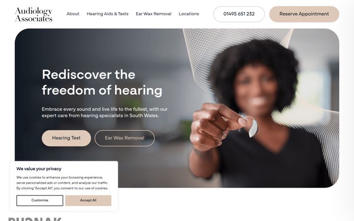 Screenshot of audiologyassociates.co.uk