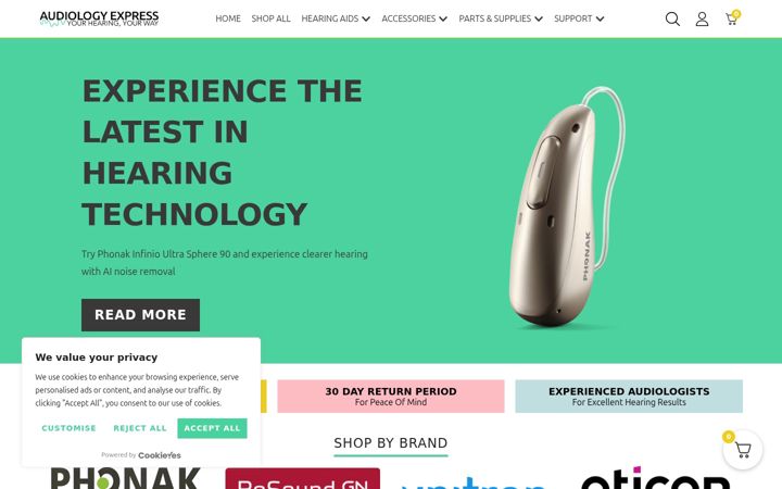 Екранна снимка на audiologyexpress.co.uk