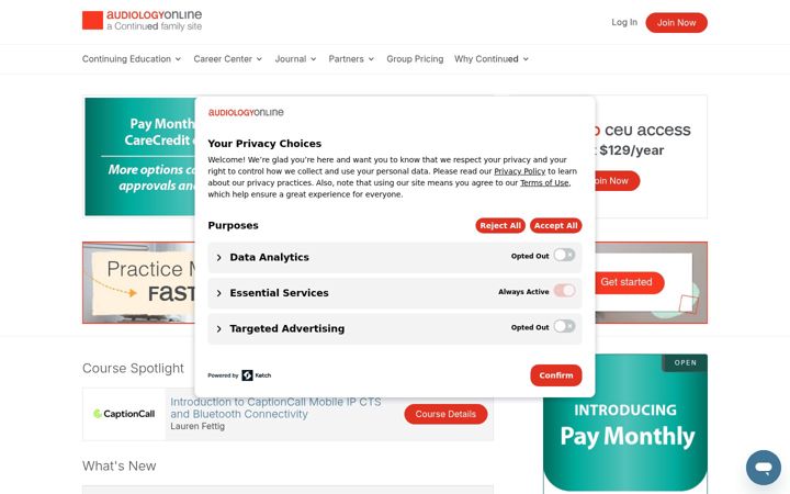 Screenshot of audiologyonline.com