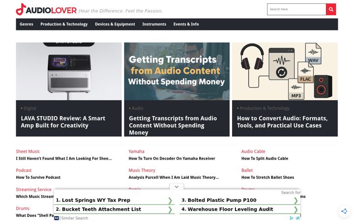 Screenshot of audiolover.com