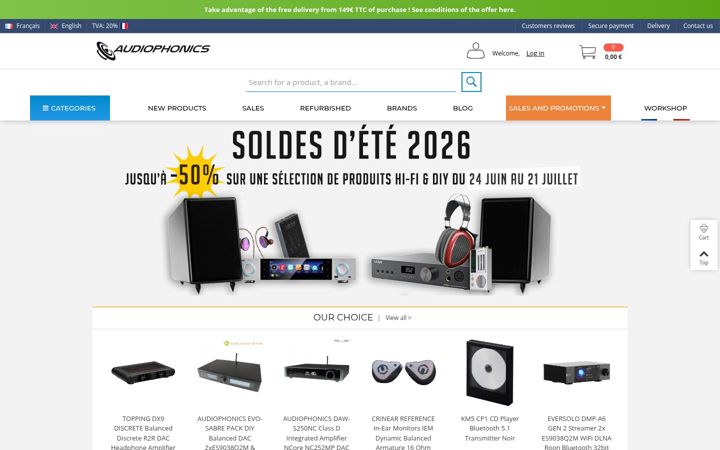 Screenshot of audiophonics.fr