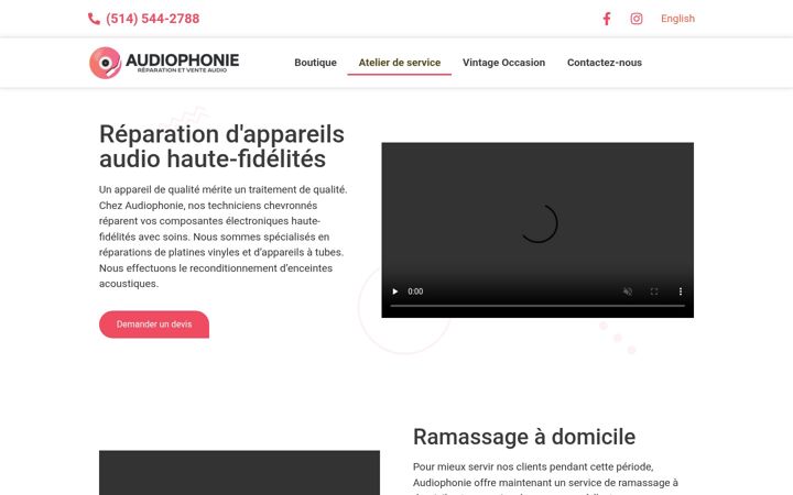 Screenshot of audiophonie.ca
