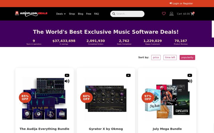Screenshot of audioplugin.deals