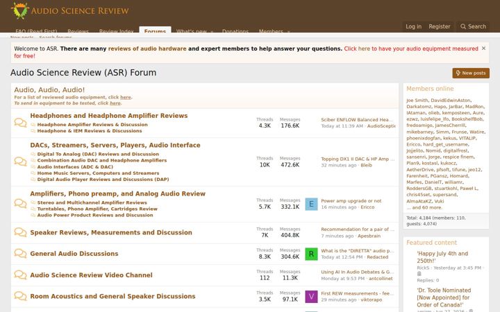 Screenshot von audiosciencereview.com