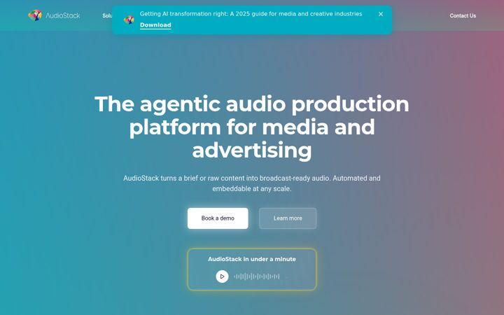 Snímek obrazovky audiostack.ai