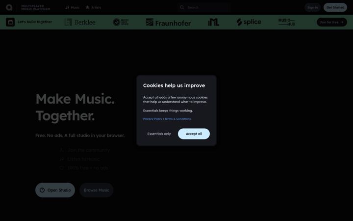 Captura de ecrã de audiotool.com
