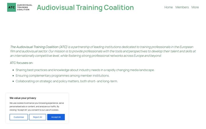 Screenshot of audiovisualtrainingcoalition.eu