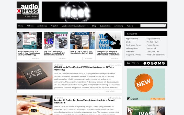 Screenshot of audioxpress.com